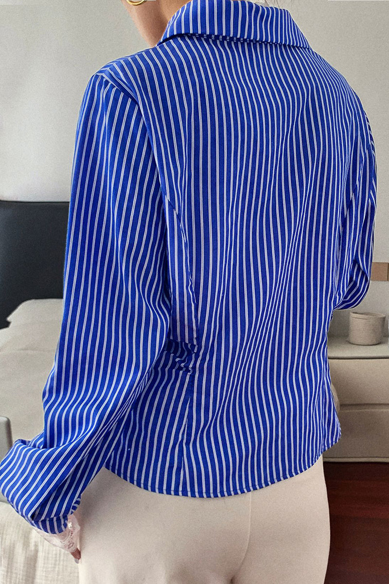 Striped Lace-Trim Blouse