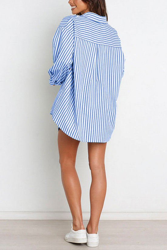 Striped Oversized Shirt and Shorts Set