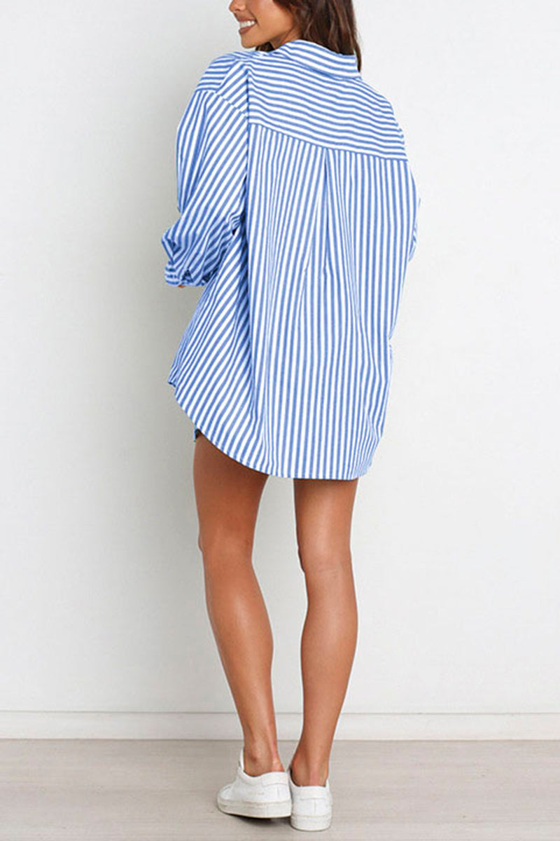 Striped Oversized Shirt and Shorts Set
