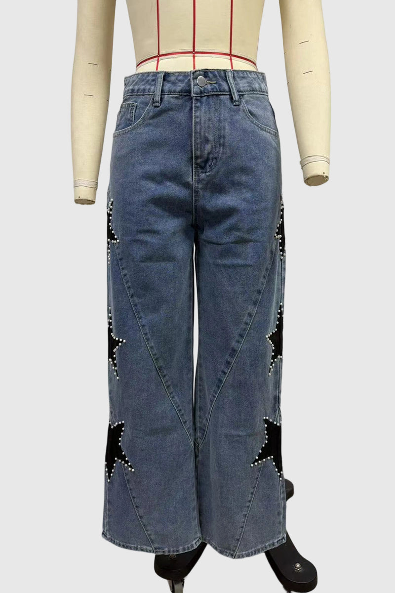 Star-Embellished Straight Jeans