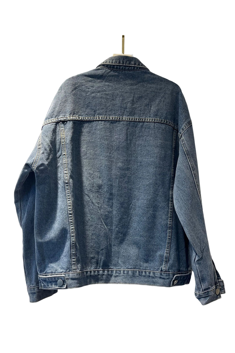 Heart Embellished Denim Jacket