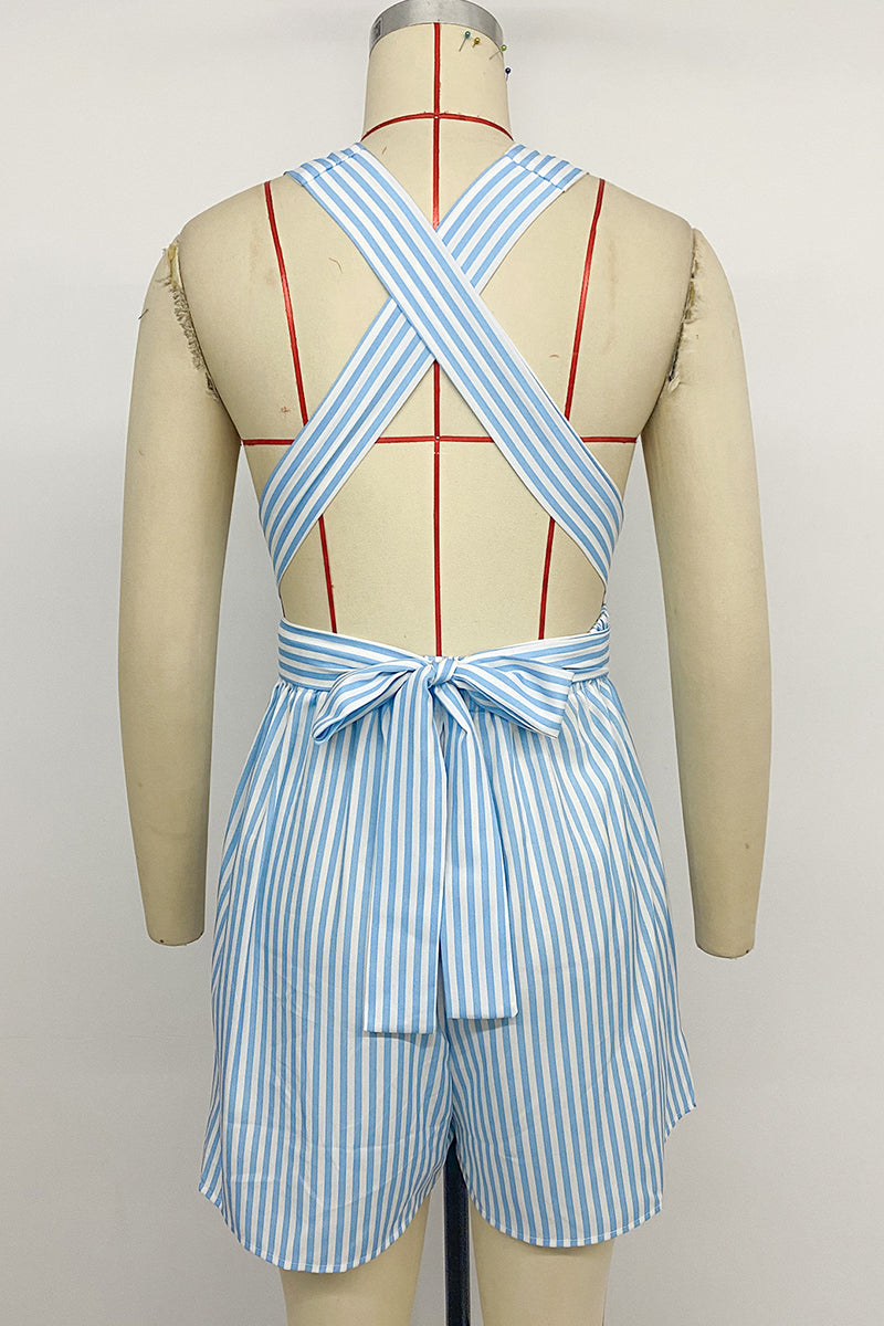 Striped Halter Neck Romper