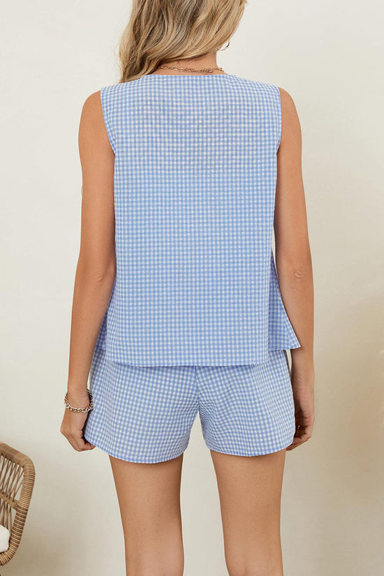Checkered Sleeveless Two-Piece Set