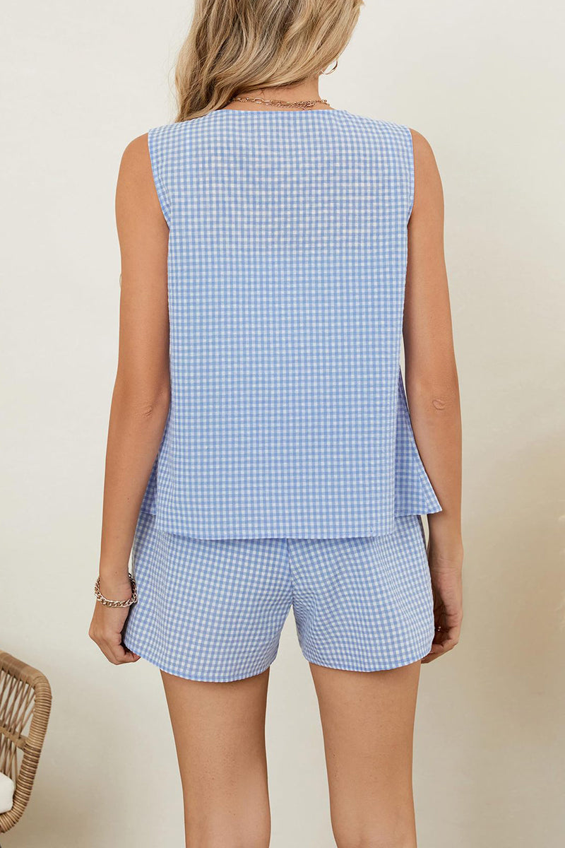 Checkered Sleeveless Two-Piece Set