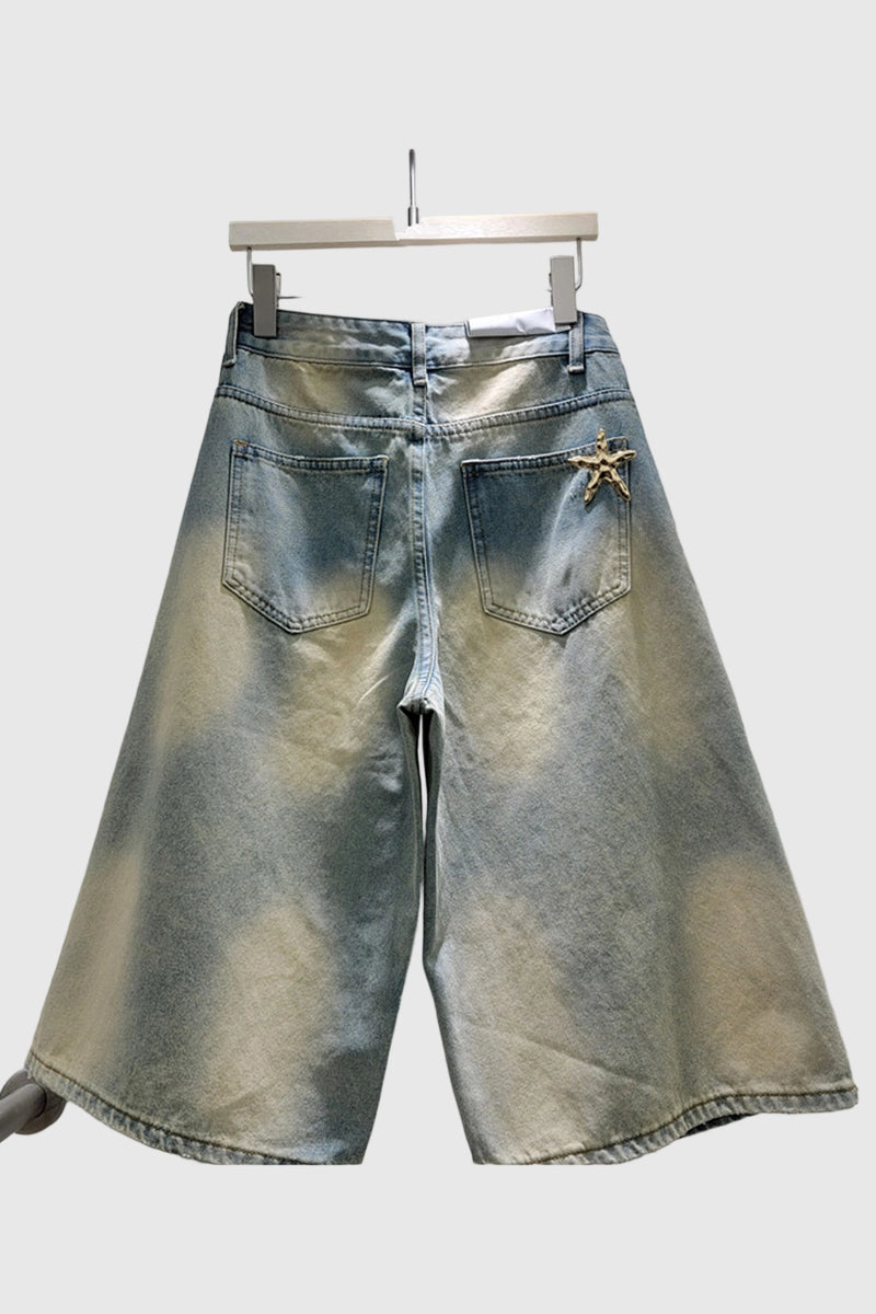Star Embellished Denim Shorts