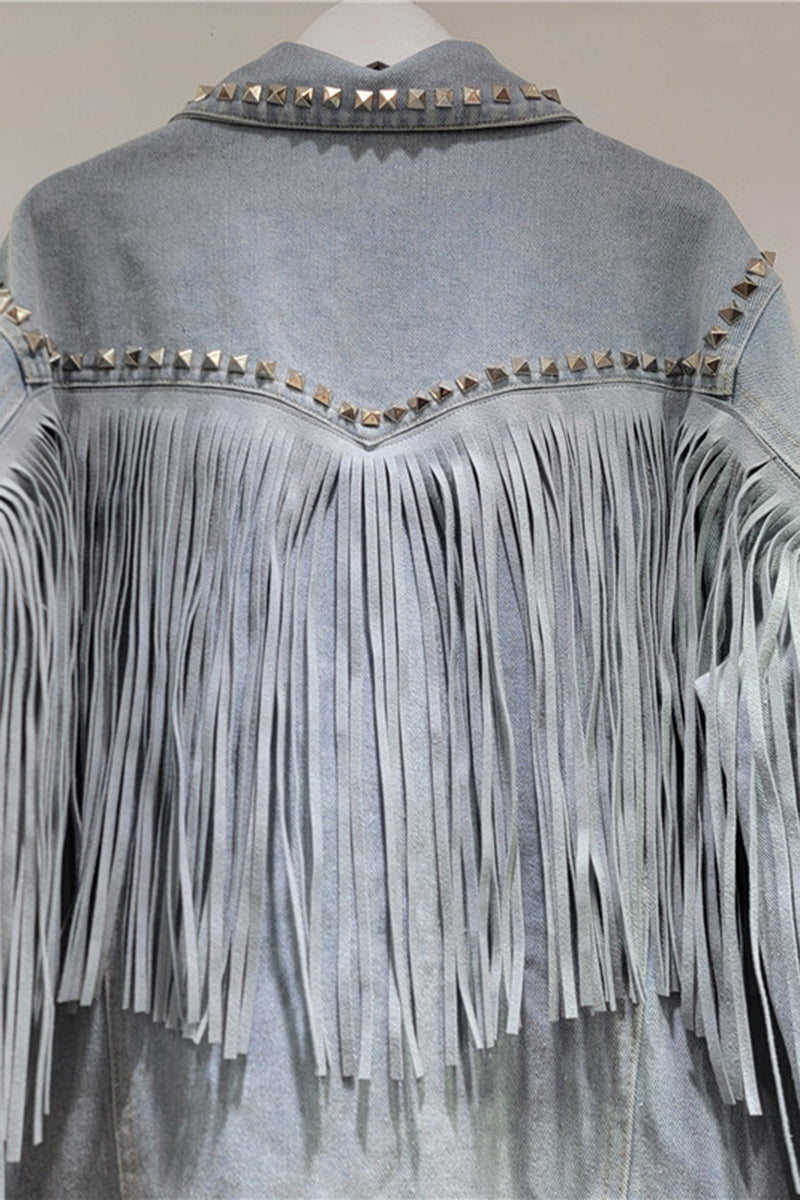 Fringe Studded Denim Jacket