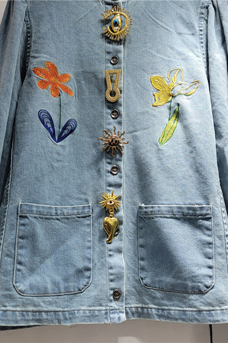 Denim Jacket with Unique Accents
