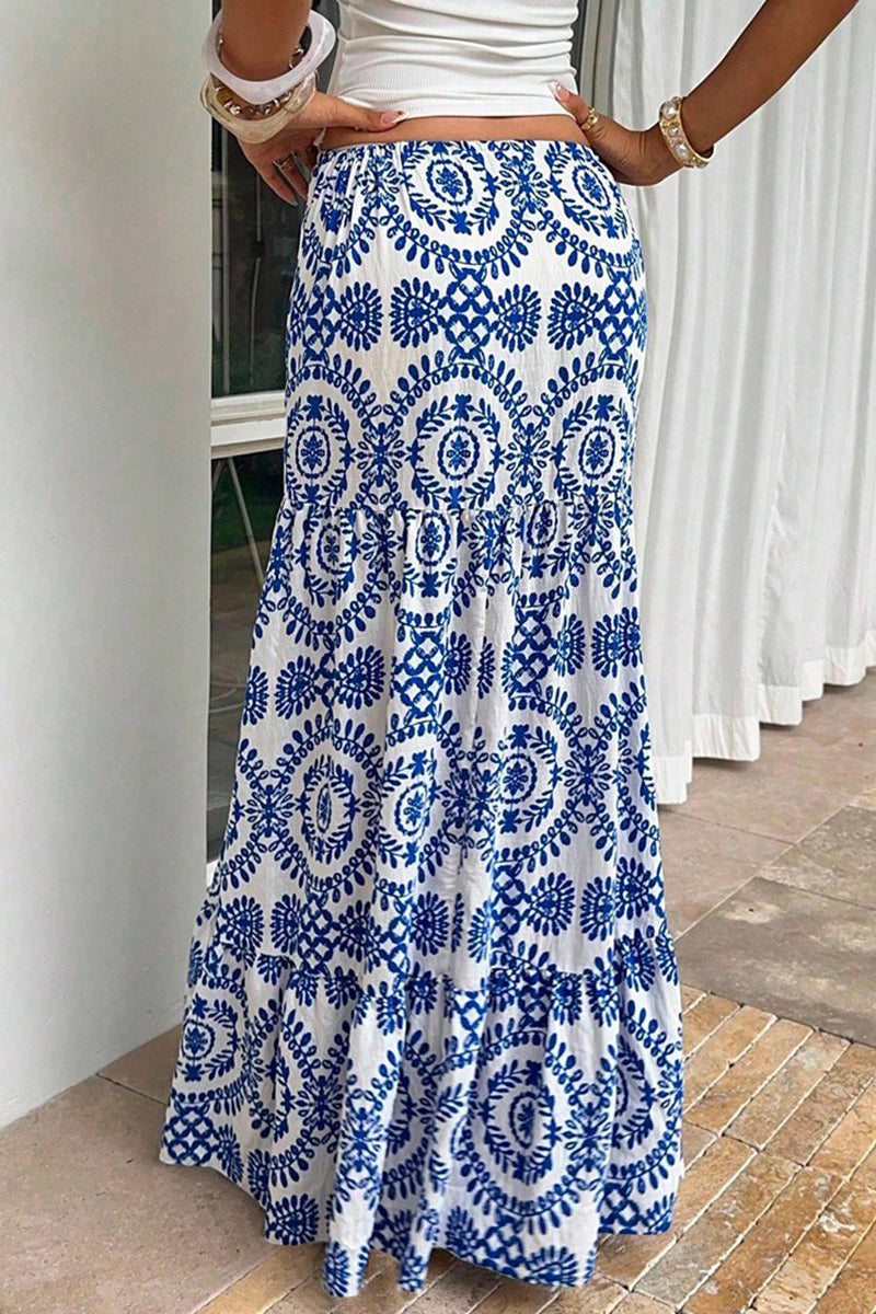 Elegant Printed Midi Skirt