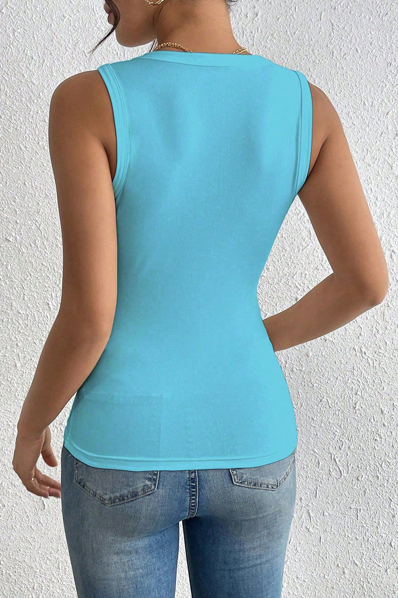 Floral Accent Sleeveless Tank Top