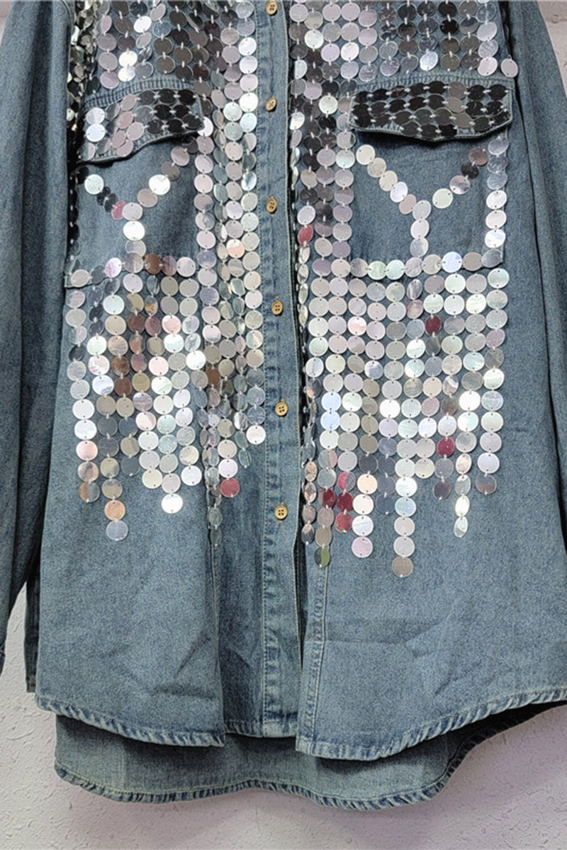 Sequin Embellished Denim Jacket
