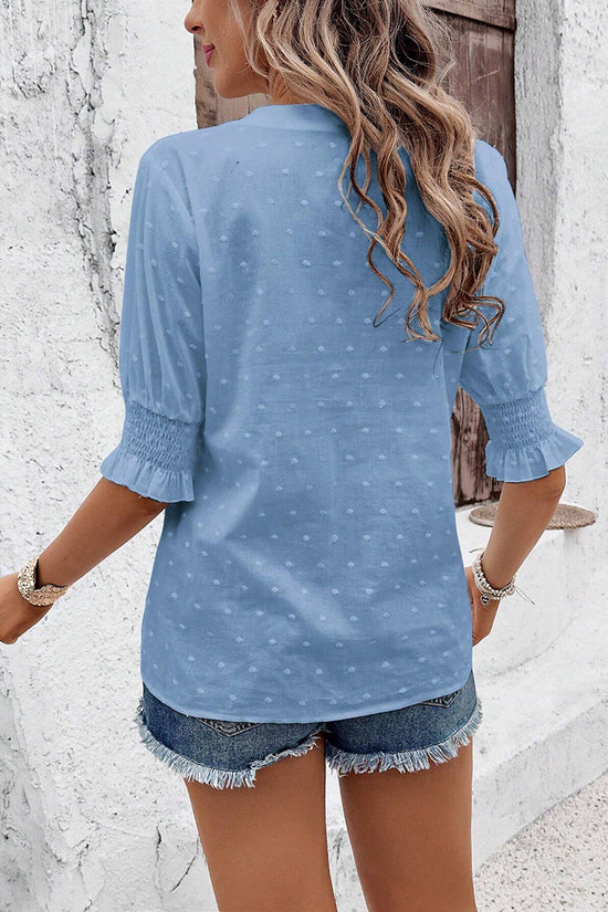 Elegant Eyelet V-Neck Blouse