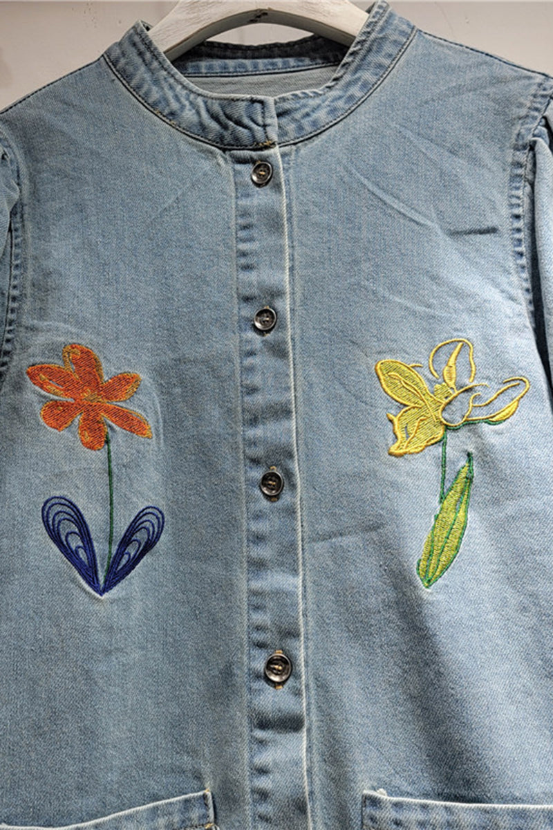 Floral  Denim Jacket