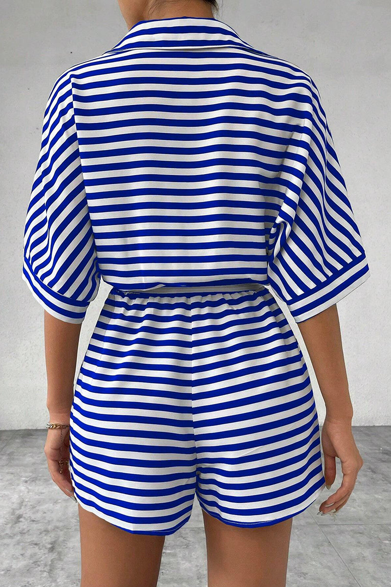 Striped Belted Romper