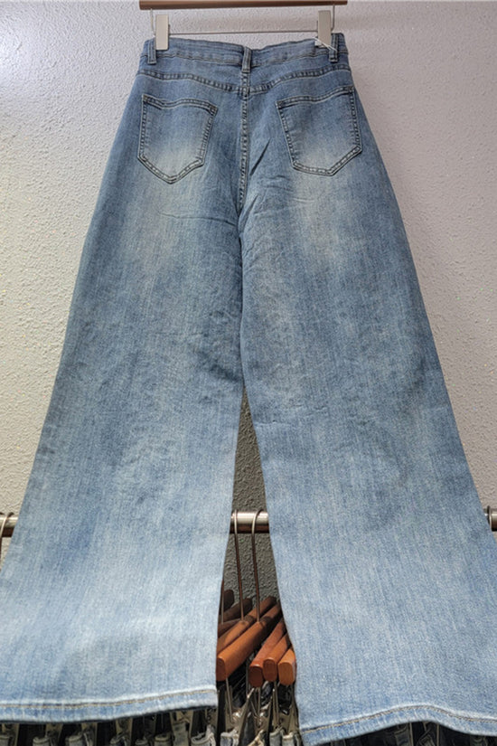 Floral Detail Straight Jeans