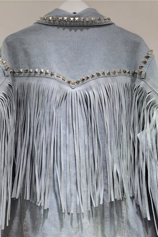 Fringe Studded Denim Jacket