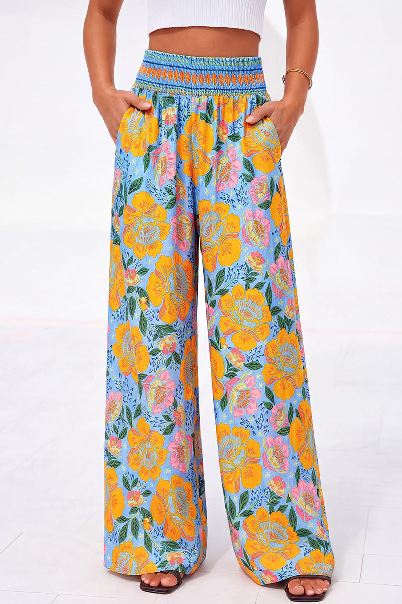 Floral Wide-Leg Casual Pants