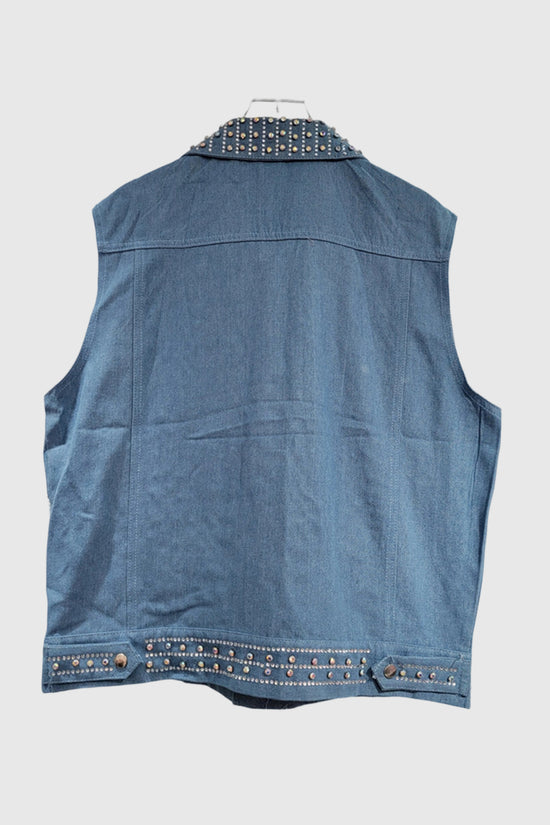 Studded Sleeveless Denim Vest