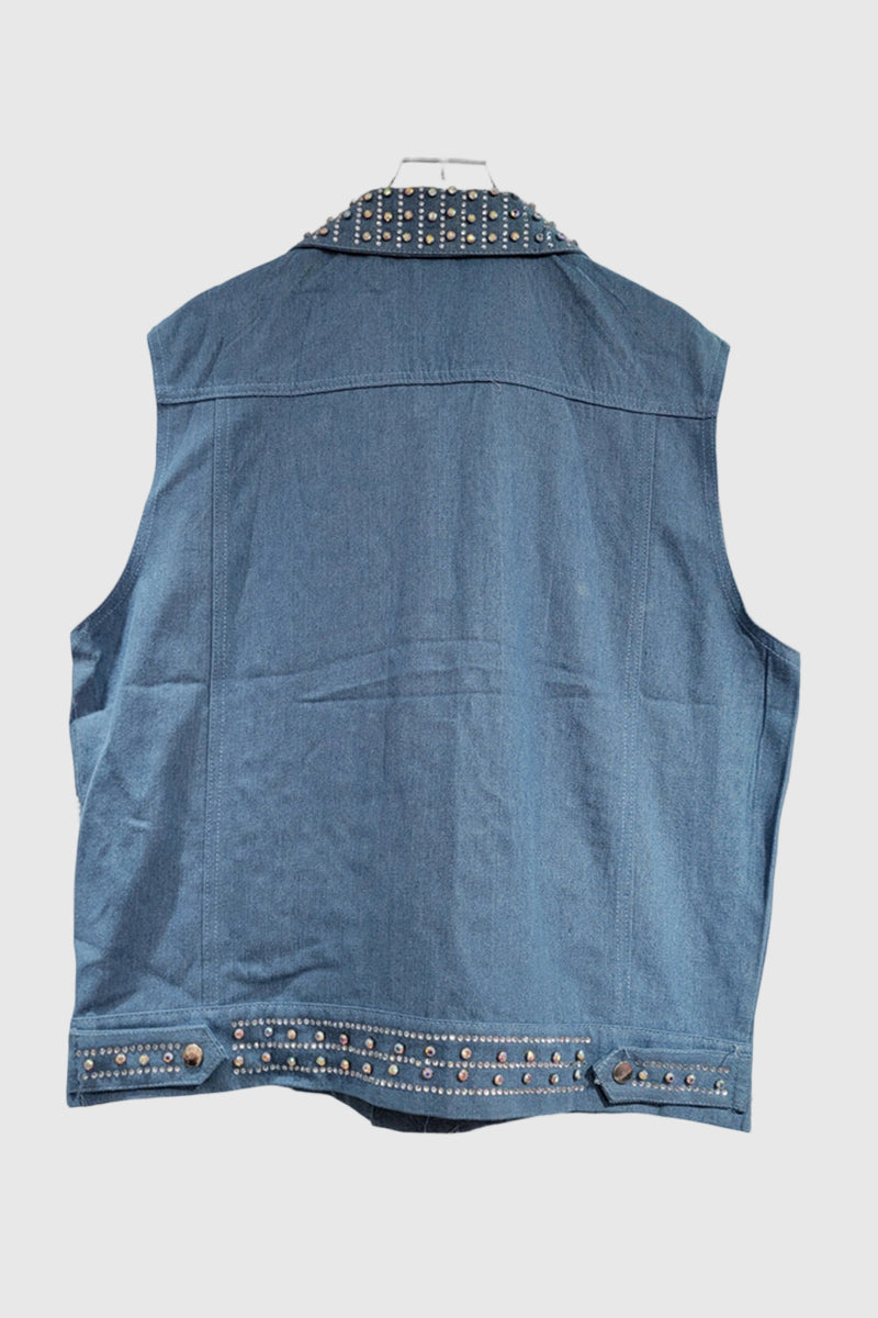 Studded Sleeveless Denim Vest