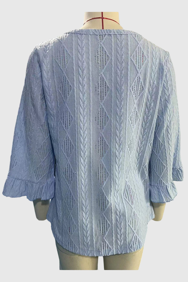 Stylish V-Neck Lace Patterned Top