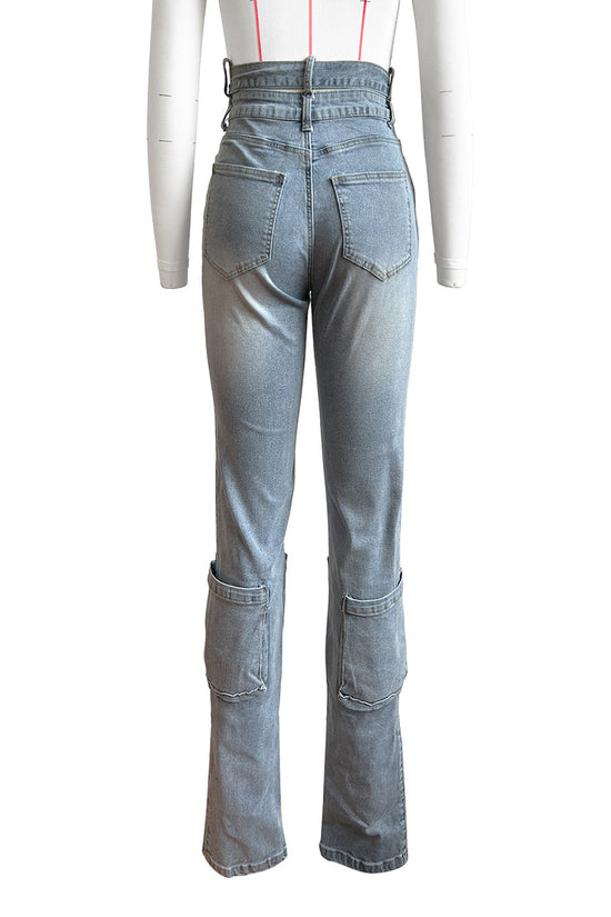High-Waist Skinny Cargo Jeans