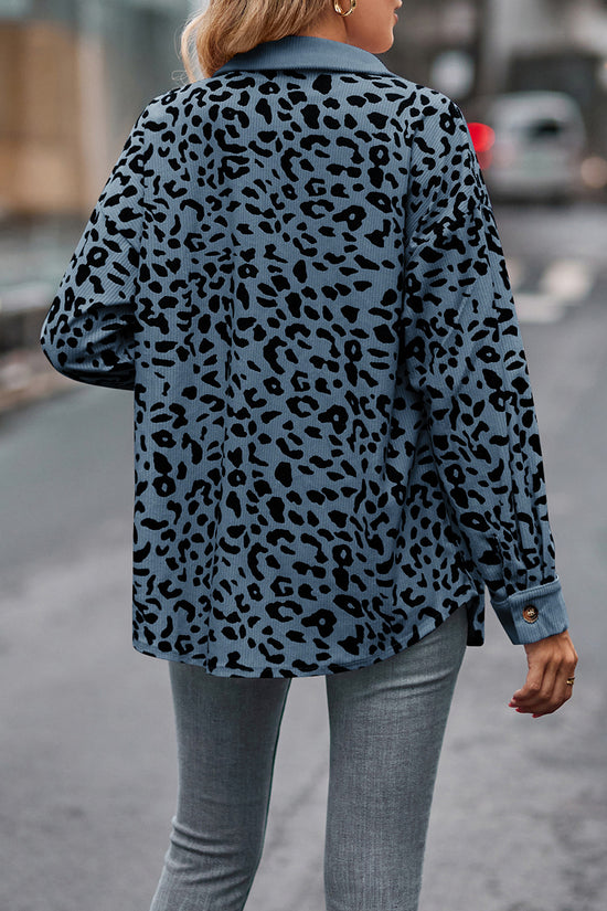 Leopard Print Button-Up Blouse