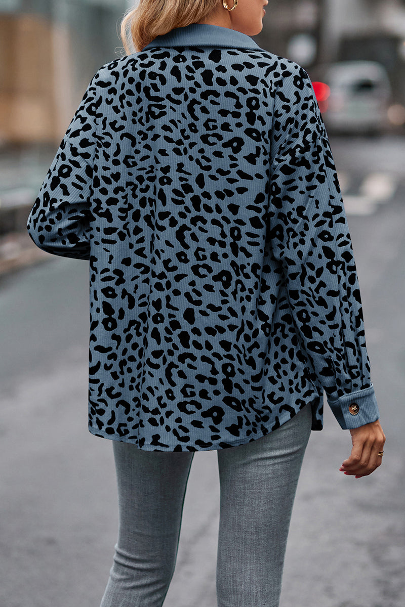 Leopard Print Button-Up Blouse