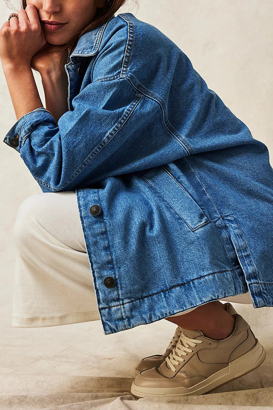 Oversized Denim Jacket with Pocket Detail