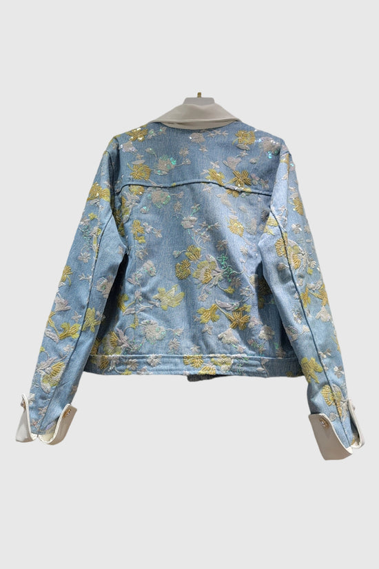 Denim Jacket with Floral Details