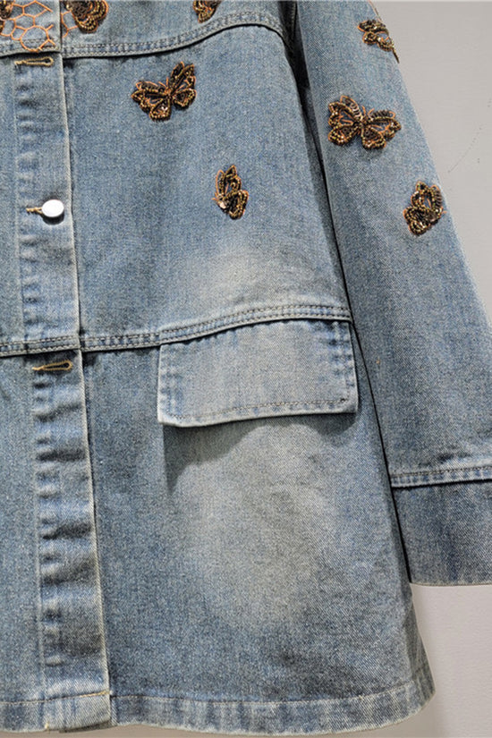 Butterfly Motif Denim Jacket