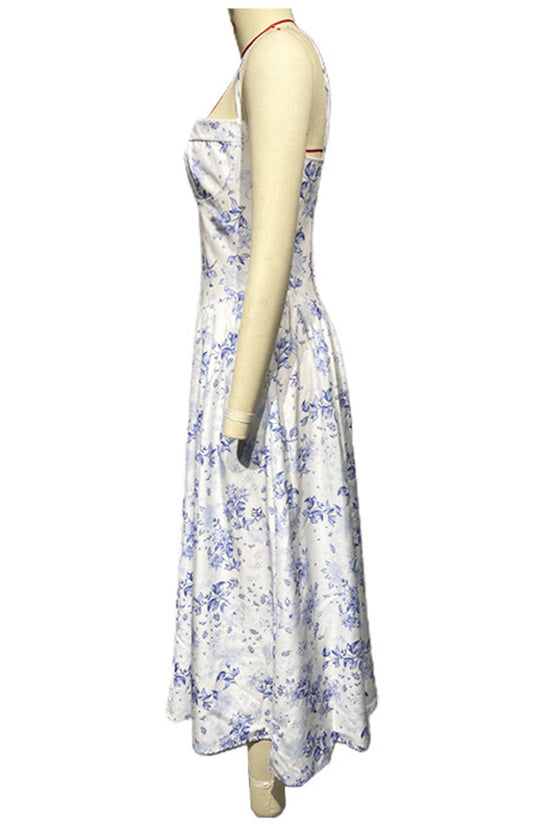 Elegant Floral Sleeveless Casual Midi Dress