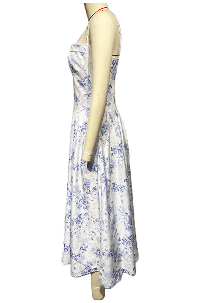Elegant Floral Sleeveless Casual Midi Dress