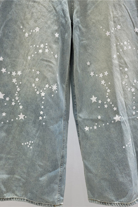 Star Print Barrel Jeans