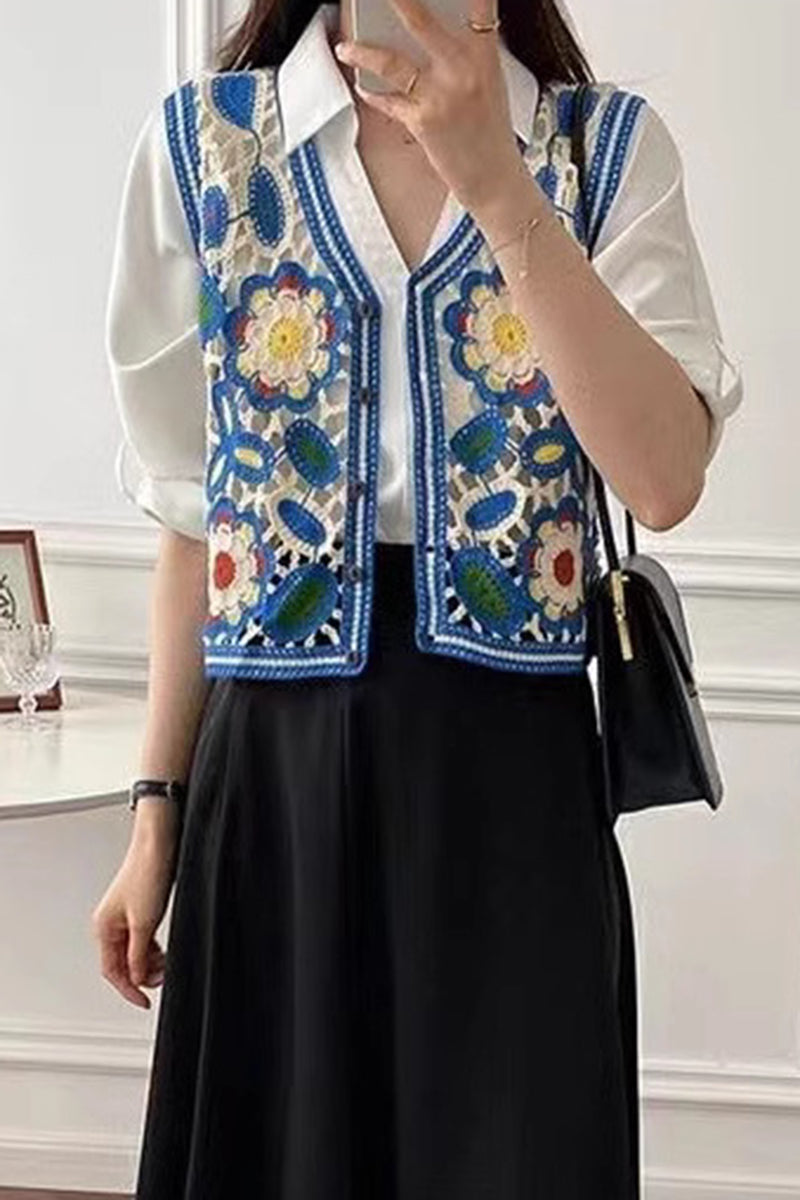 Floral Crochet Sweater Vest