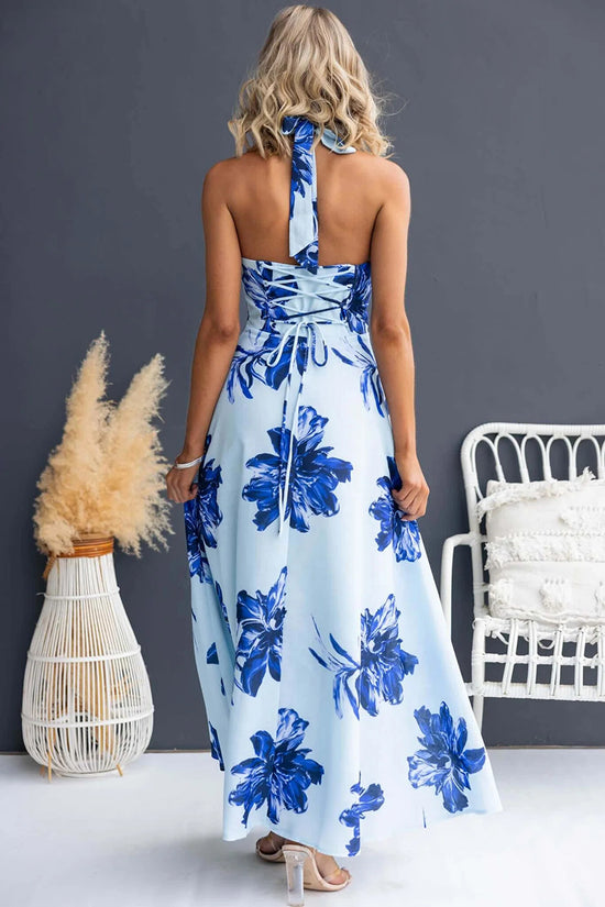 Floral Halter Neck Maxi Dress