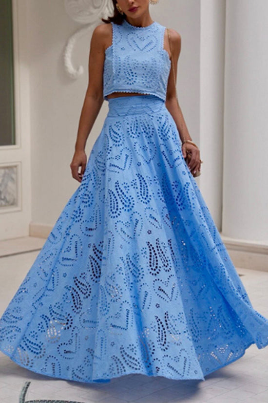 Elegant Patterned Two-Piece Skirt Set