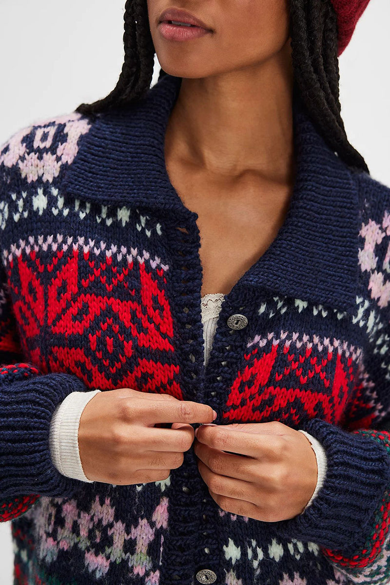 Vintage Pattern Knit Cardigan