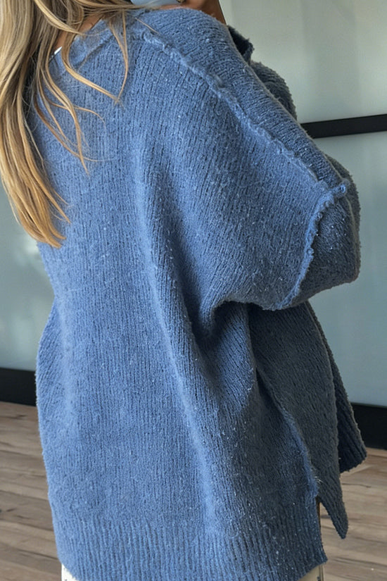 Oversized Knit Sweater with Ribbed Details