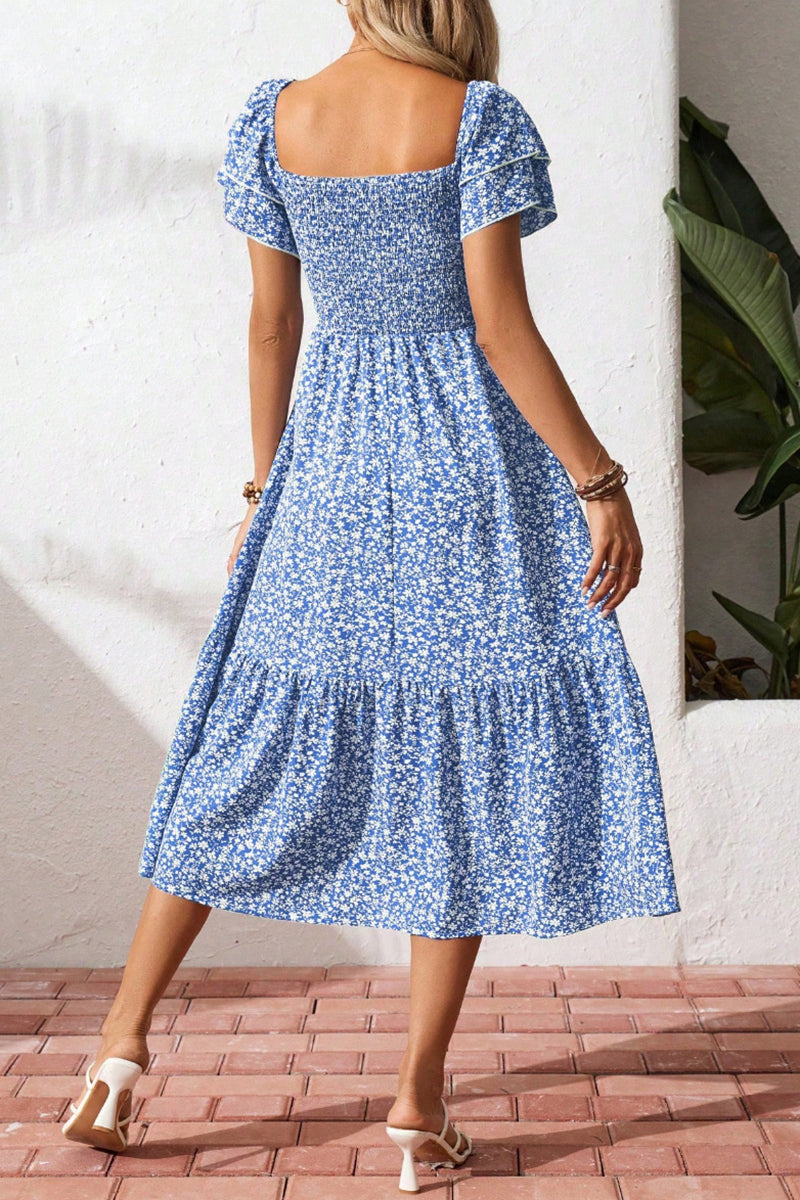 Flowy Floral Smocked Casual Dress