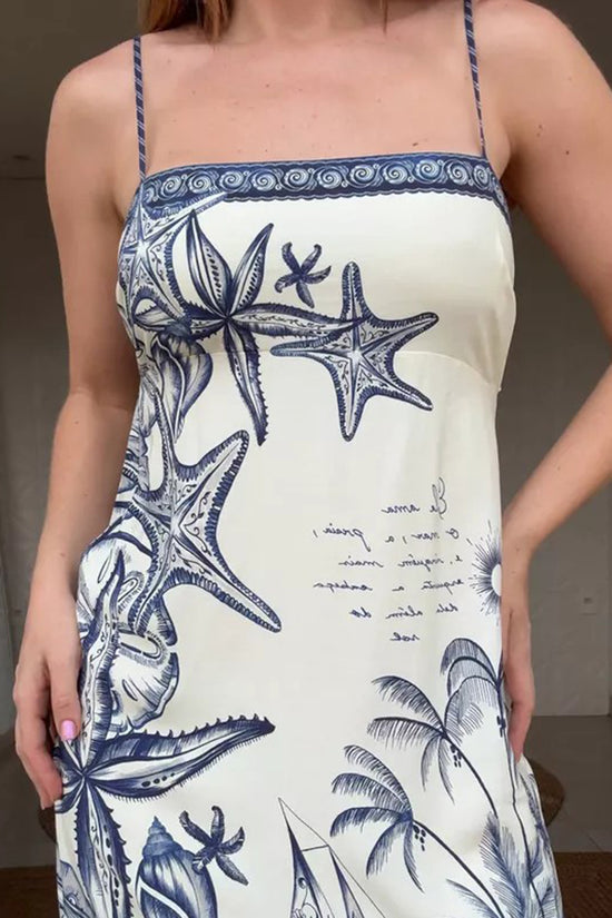 Ocean-Themed Sleeveless Casual Dress