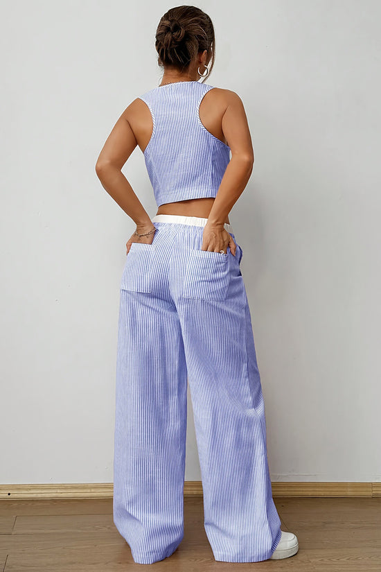 Striped Sleeveless Vest and Pants Set