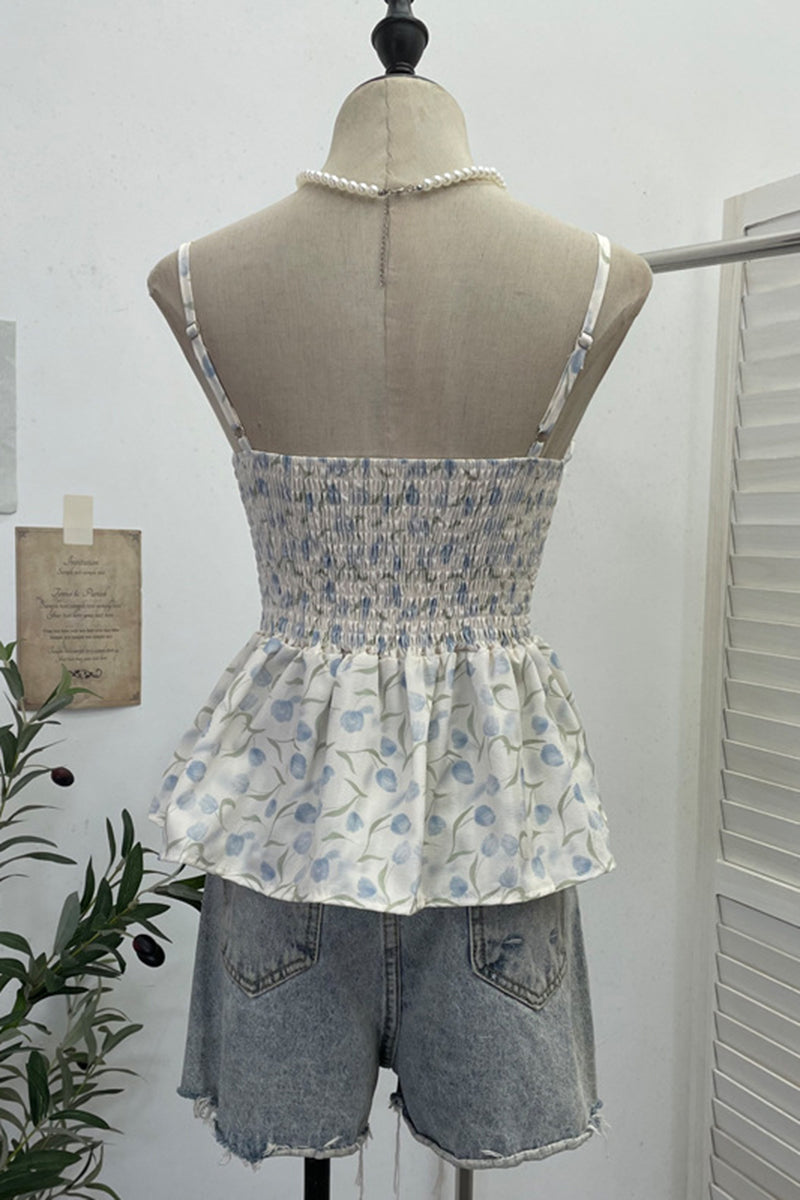 Floral Ruffle Sleeveless Camisole