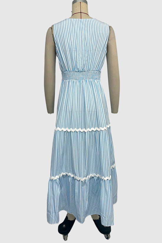 Striped Sleeveless Casual Maxi Dress