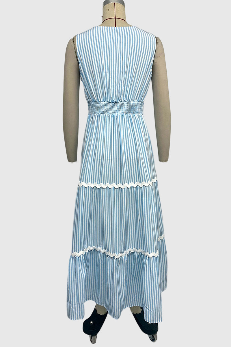 Striped Sleeveless Casual Maxi Dress