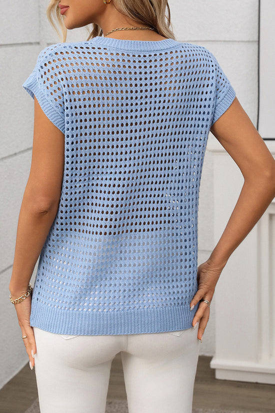 Sleeveless Open-Knit Sweater Vest