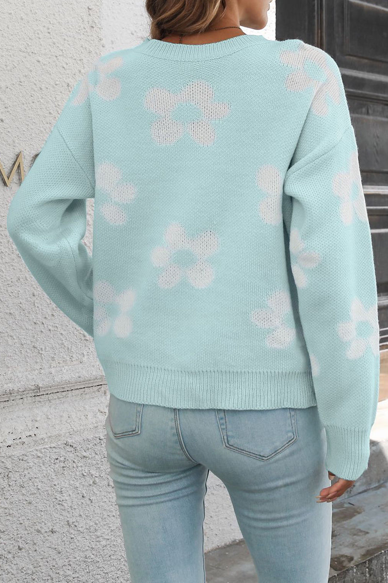 Daisy Pattern Oversized Sweater