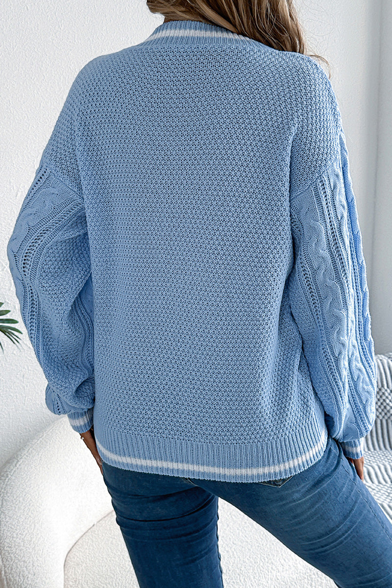 V-Neck Cable Knit Sweater