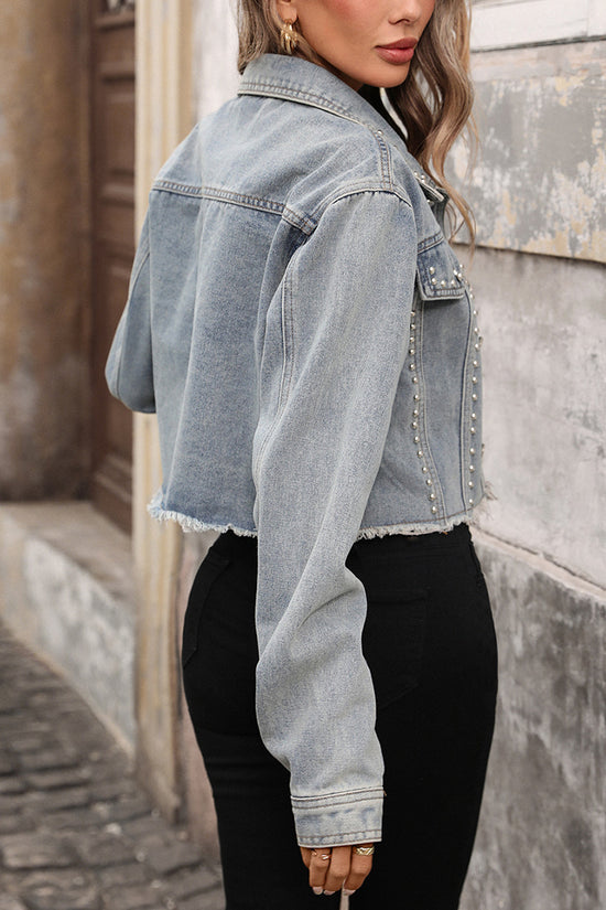 Studded Cropped Denim Jacket