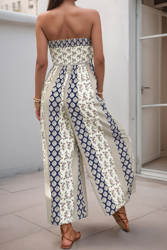 Strapless Boho Wide-Leg Jumpsuit