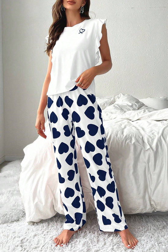 Heart Print Sleeveless Pajama Set