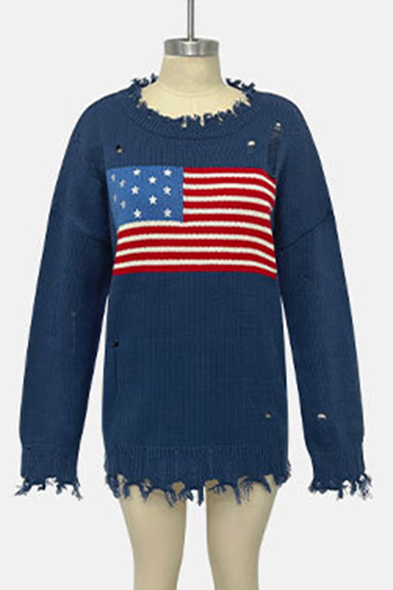 Distressed American Flag Sweater